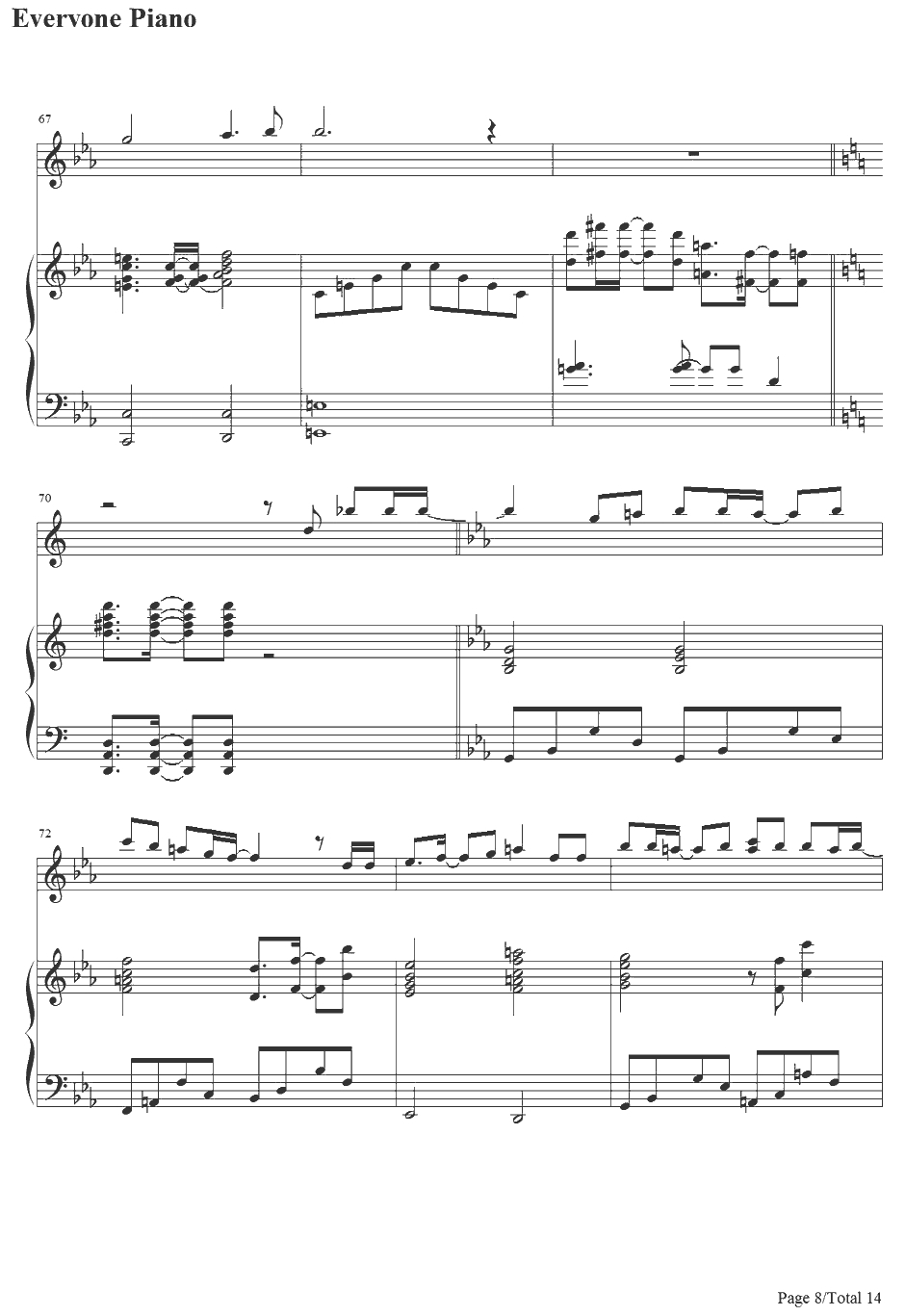 七つの海を渡る风のように钢琴谱-爱内里菜&三枝夕夏-名侦探柯南绀碧之棺主题曲8