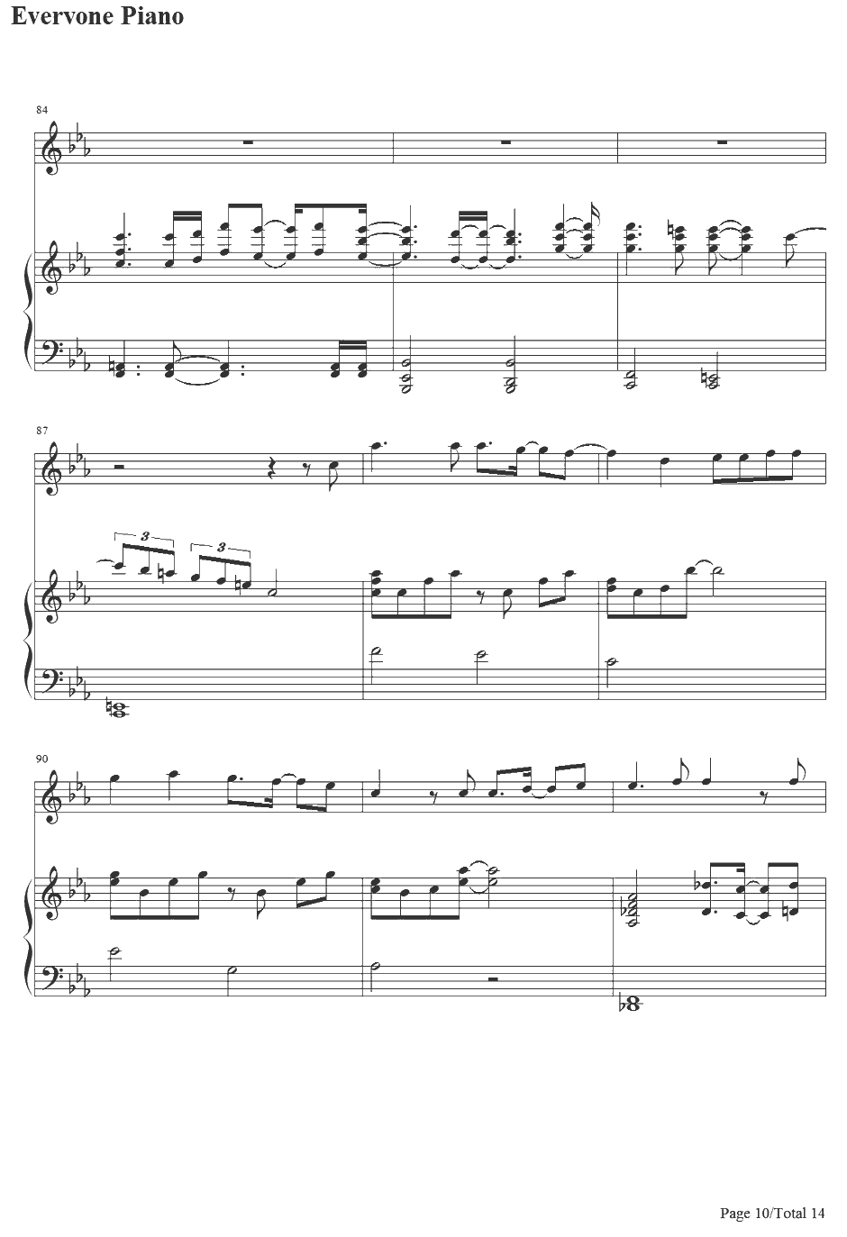 七つの海を渡る风のように钢琴谱-爱内里菜&三枝夕夏-名侦探柯南绀碧之棺主题曲10