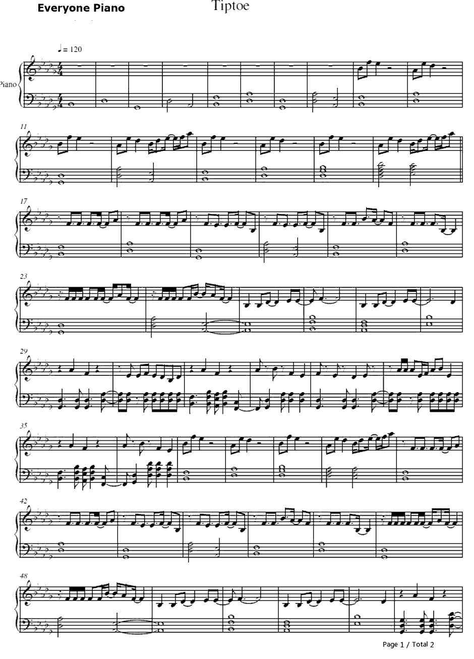 Tiptoe钢琴谱-ImagineDragons1