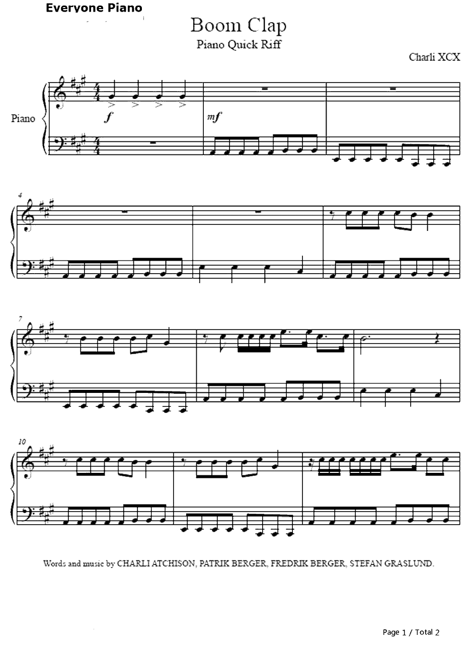 Boom Clap钢琴谱-CharliXCX　-星运里的错OST1