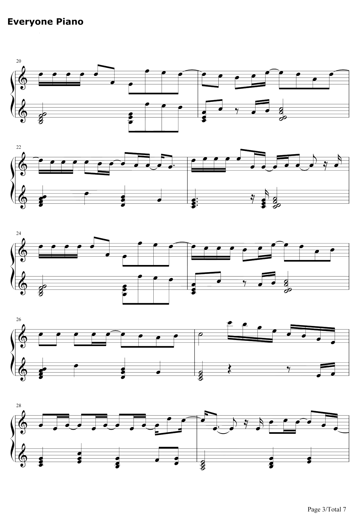 此情永不移（nothingisgonnachangemyloveforyou钢琴谱-GeorgeBenson方大同-廊桥遗梦）3