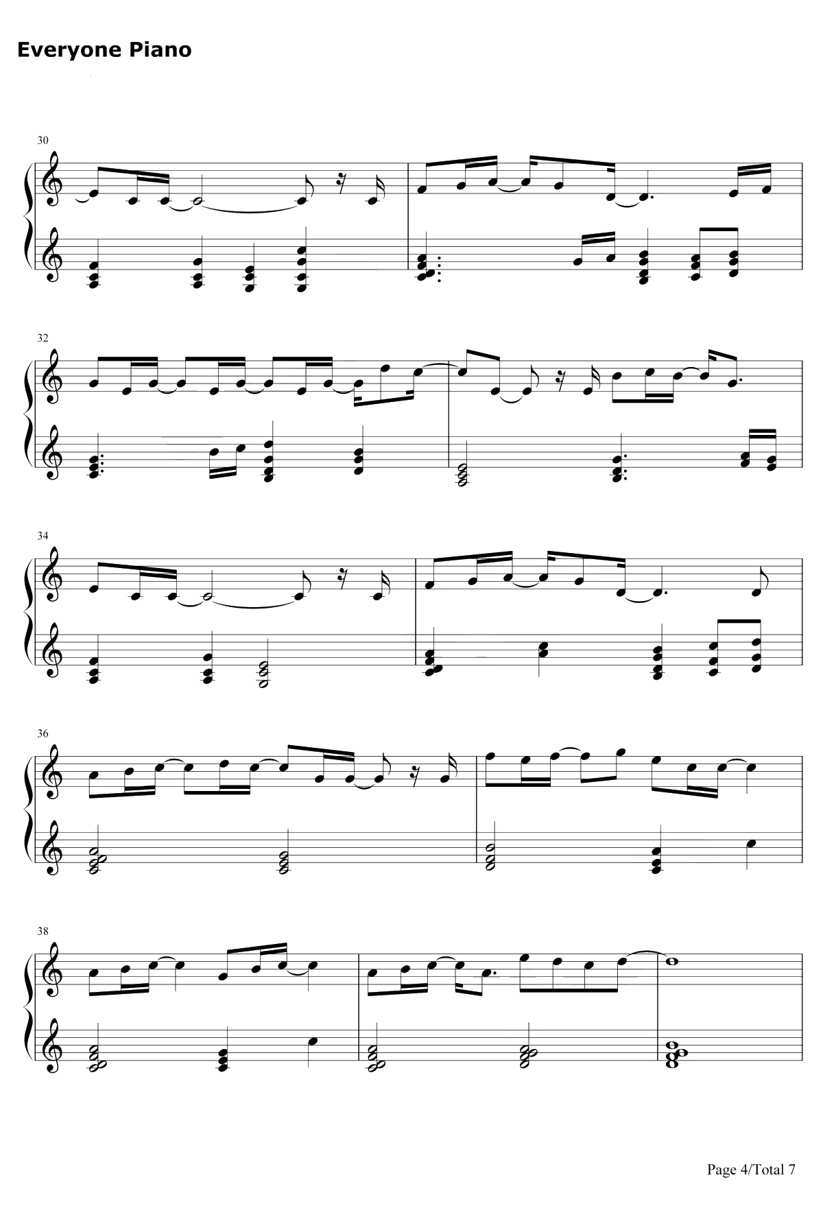 此情永不移（nothingisgonnachangemyloveforyou钢琴谱-GeorgeBenson方大同-廊桥遗梦）4