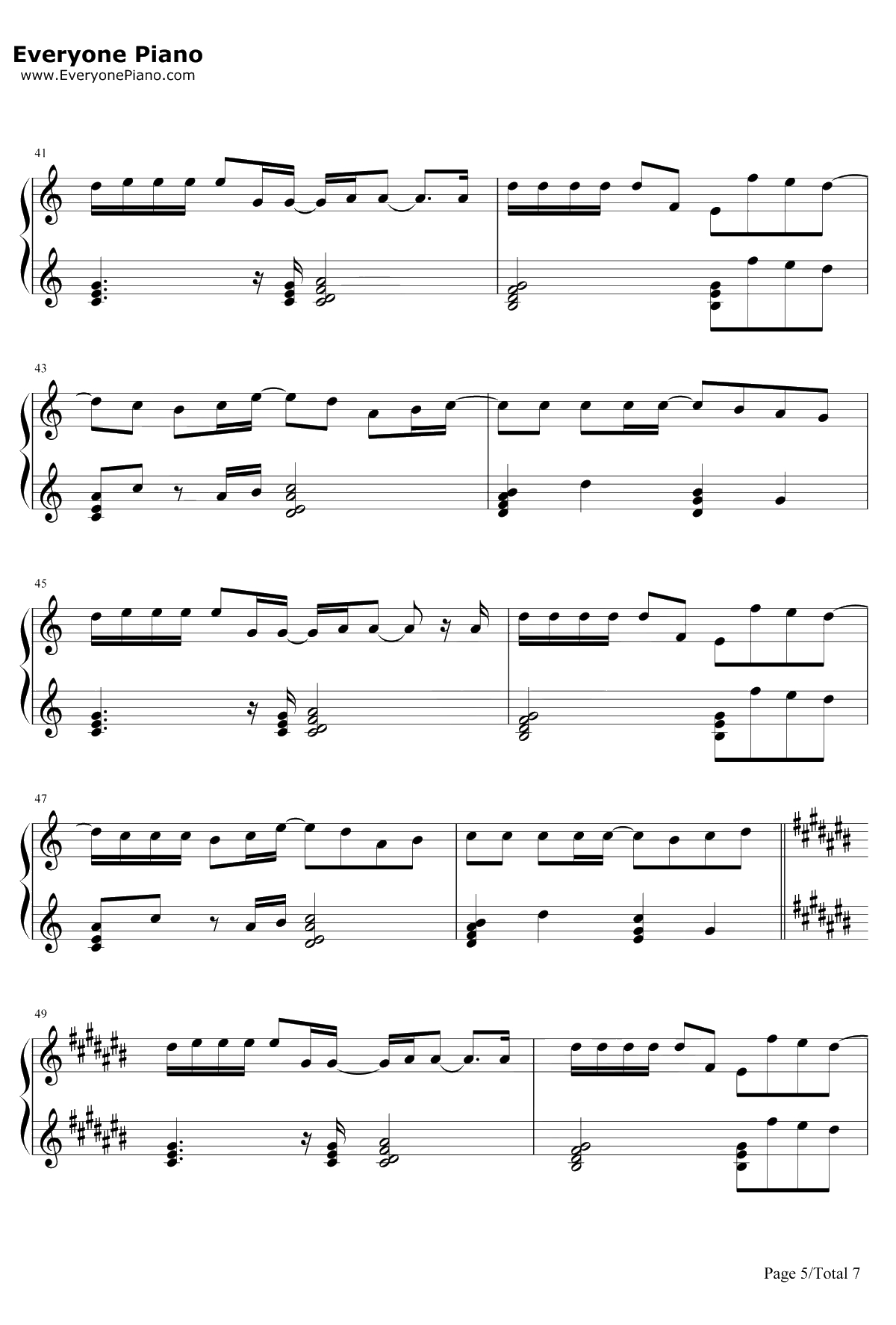 此情永不移（nothingisgonnachangemyloveforyou钢琴谱-GeorgeBenson方大同-廊桥遗梦）5