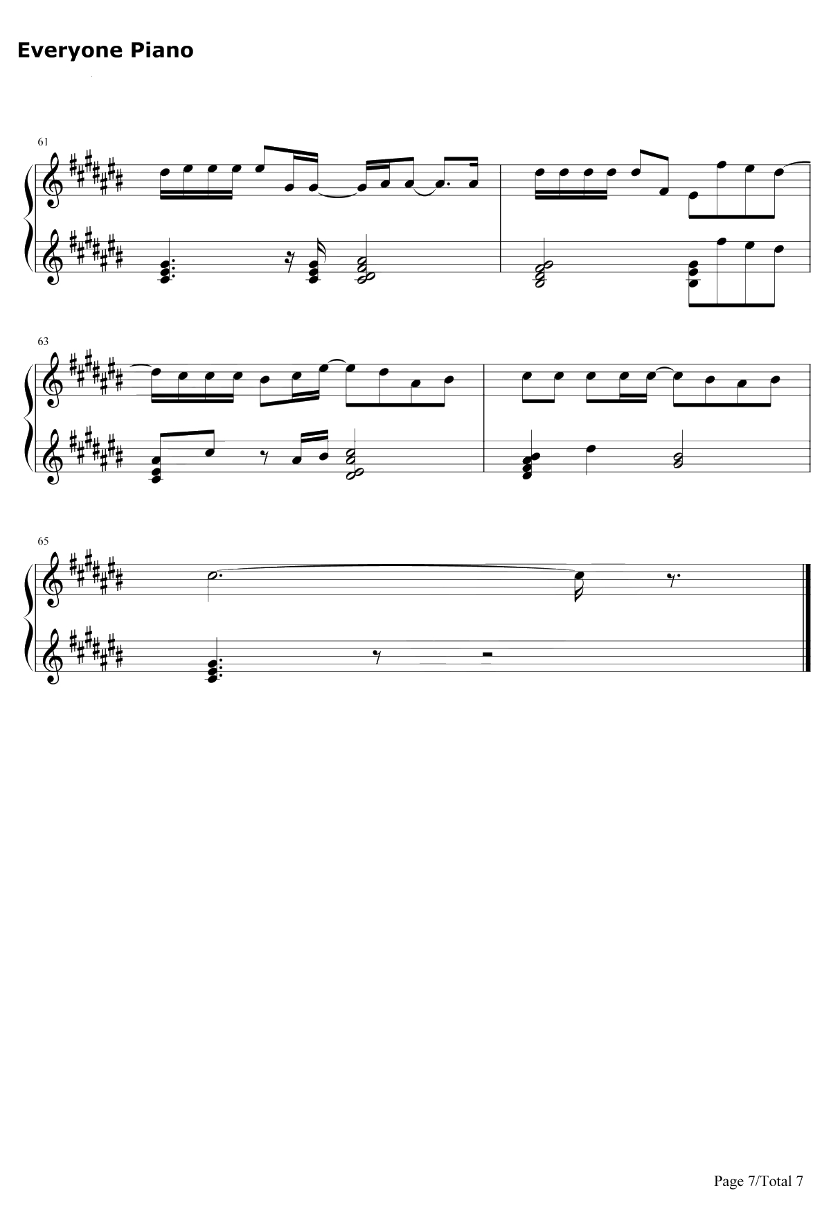 此情永不移（nothingisgonnachangemyloveforyou钢琴谱-GeorgeBenson方大同-廊桥遗梦）7