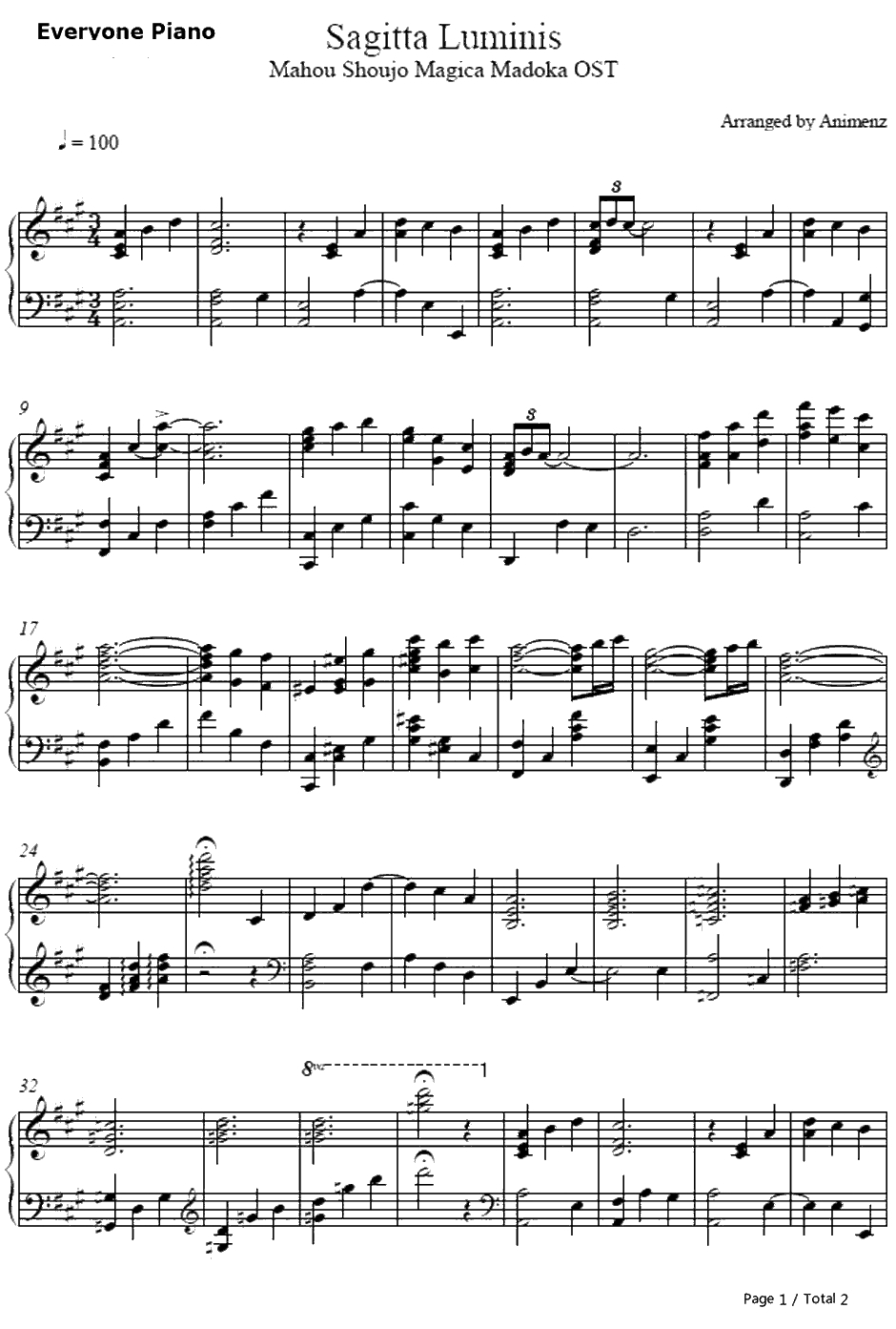 Sagitta luminis钢琴谱-梶浦由记-魔法少女小圆OST1