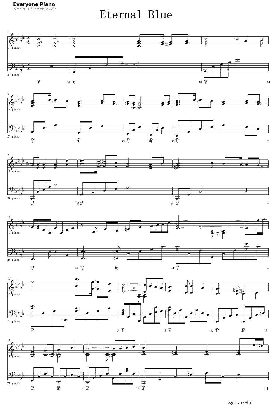 eternal blue钢琴谱-FictionJunction-战律星云OP1