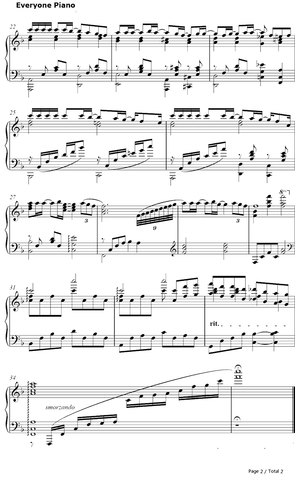 希望の花钢琴谱-千菅春香-琴浦小姐ED12