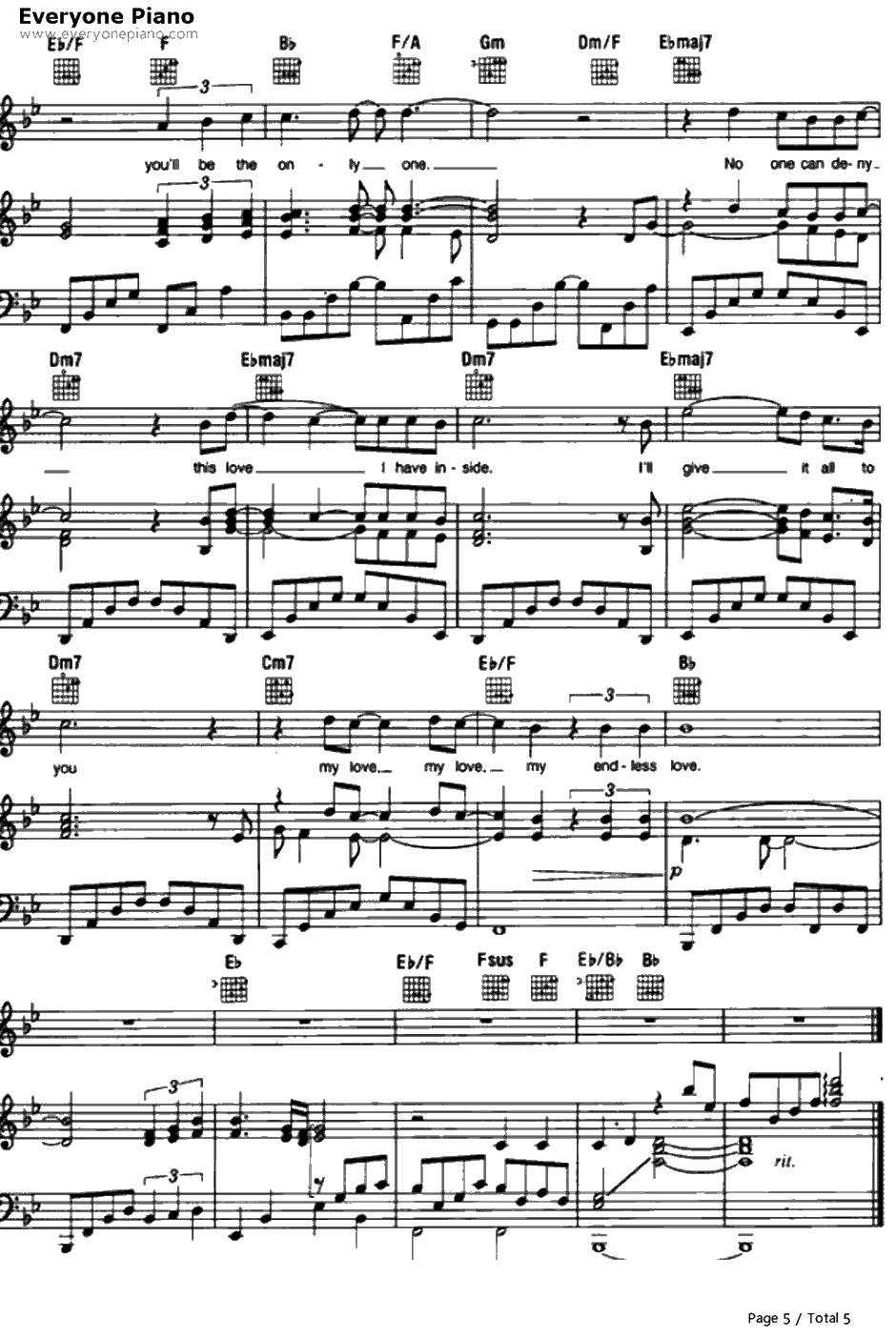 Endless Love钢琴谱-LionelRichie&DianaRoss-EndlessLove（无尽的爱）主题曲5