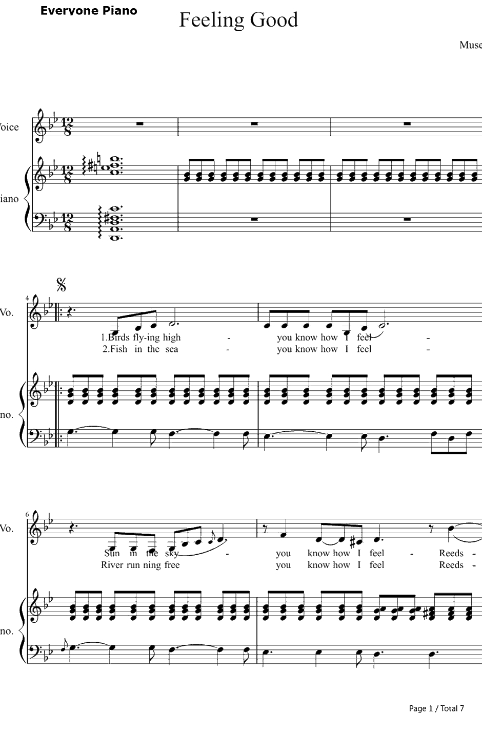 Feeling Good钢琴谱-MichaelBublé1