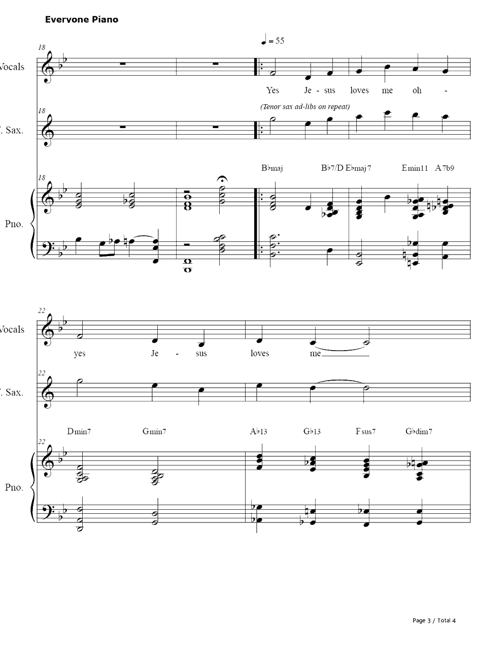 Jesus Loves Me钢琴谱-WhitneyHouston-耶稣爱我3