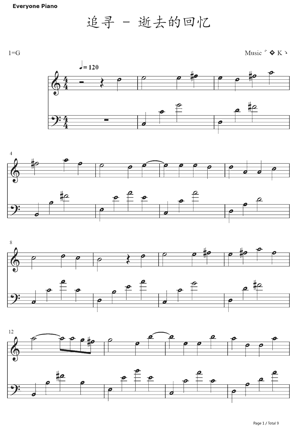 追寻钢琴谱-Music゛◆伤逝ゝ-逝去的回忆1