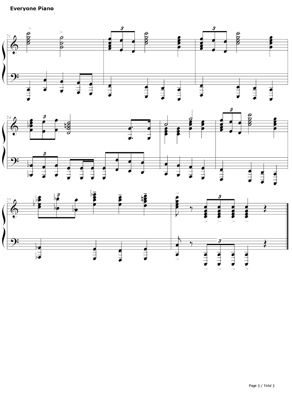 Star Wars钢琴谱-JohnWilliams-星球大战主题曲3