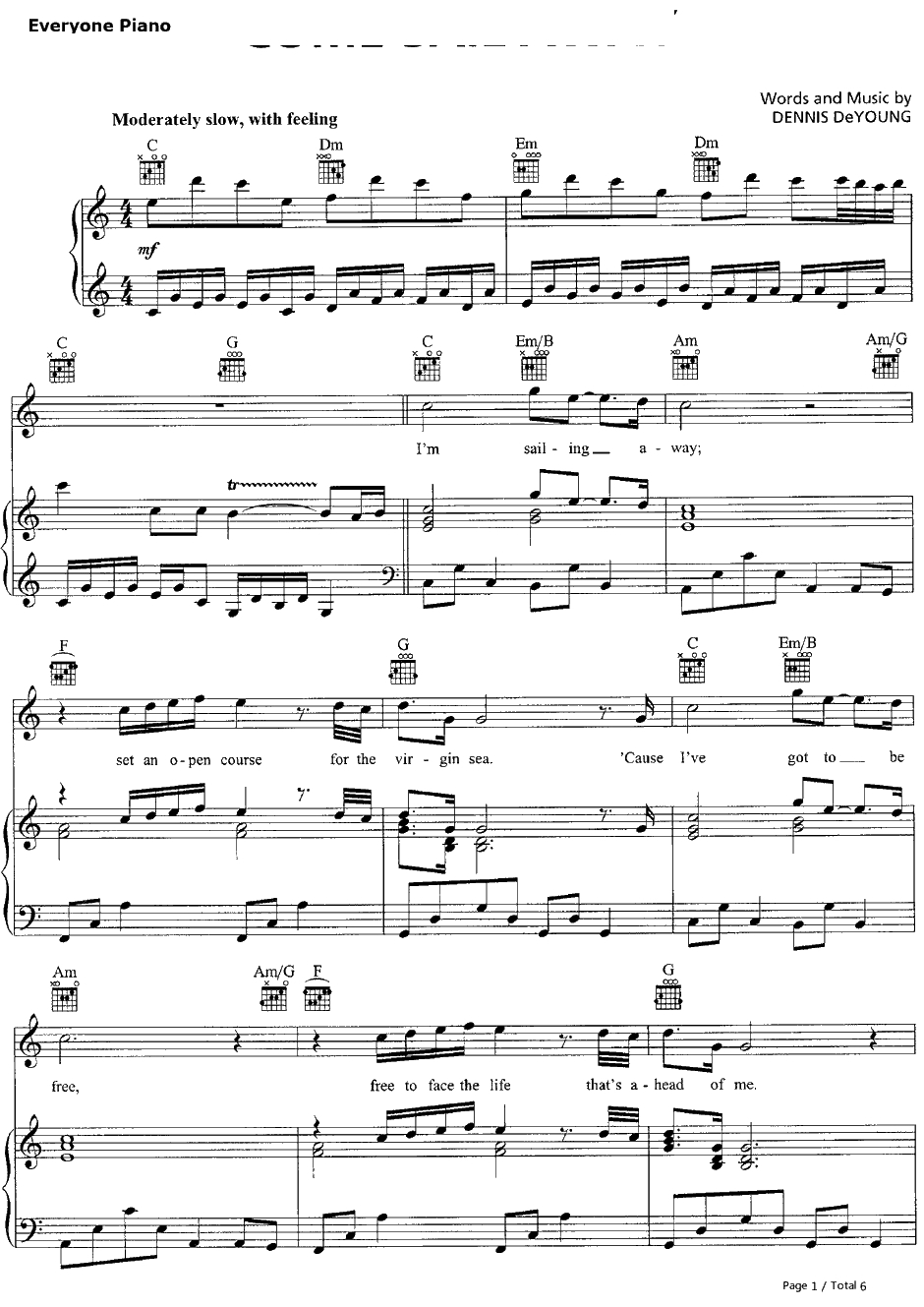 Come Sail Away钢琴谱-Styx1