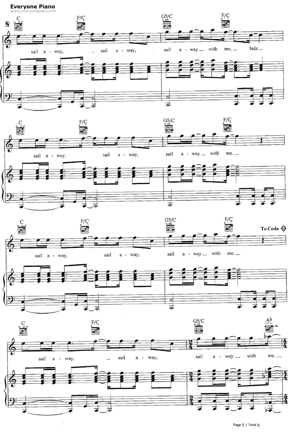 Come Sail Away钢琴谱-Styx5