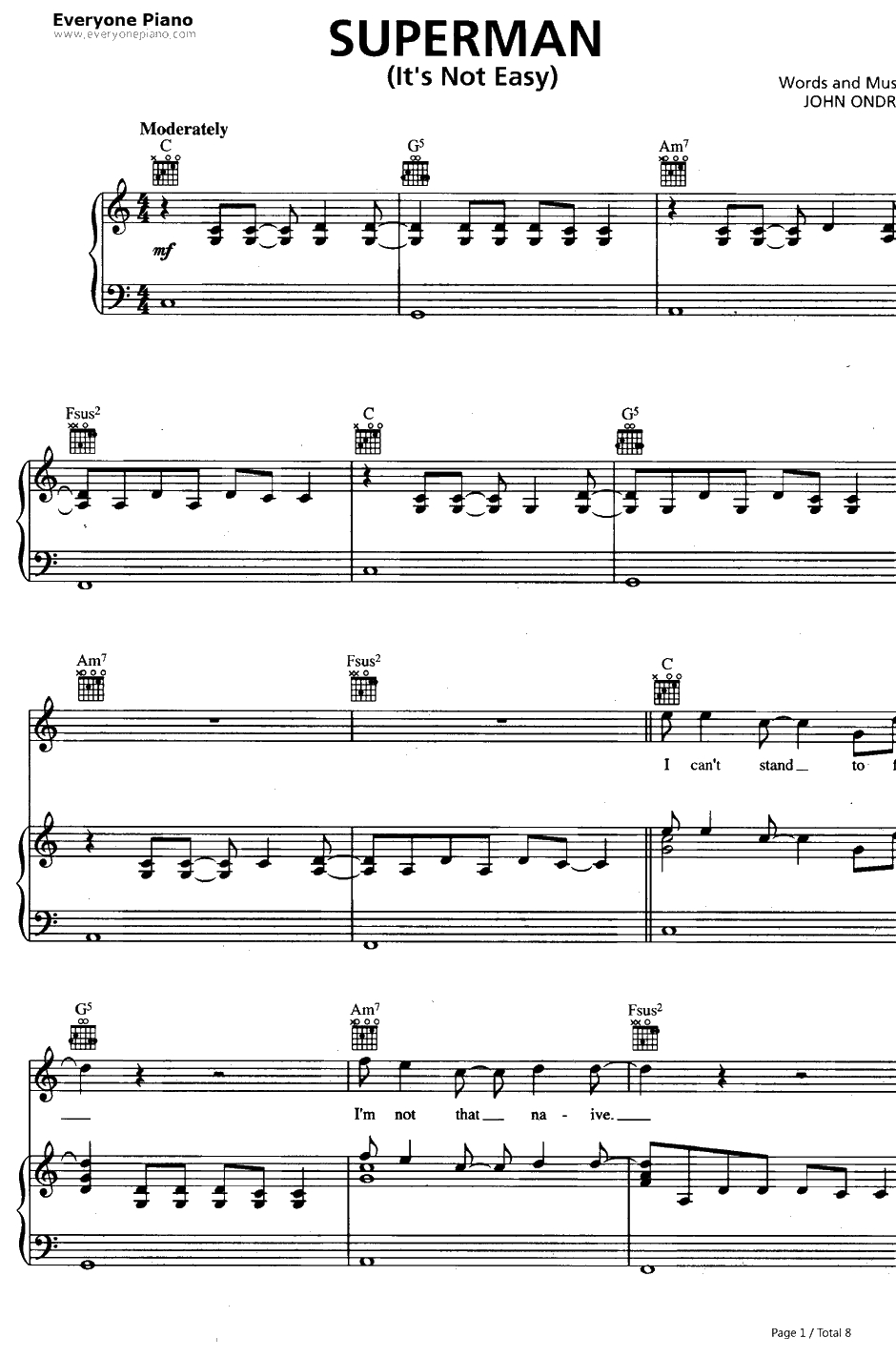 Superman (It’sNotEasy)钢琴谱-FiveForFighting1
