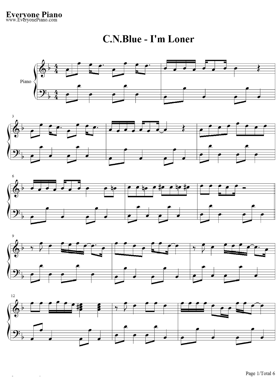 I'm a Loner钢琴谱-CNBLUE1