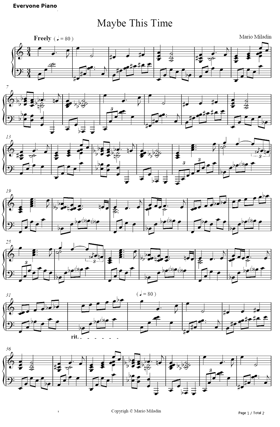 Maybe This Time钢琴谱-MarioMiladin1