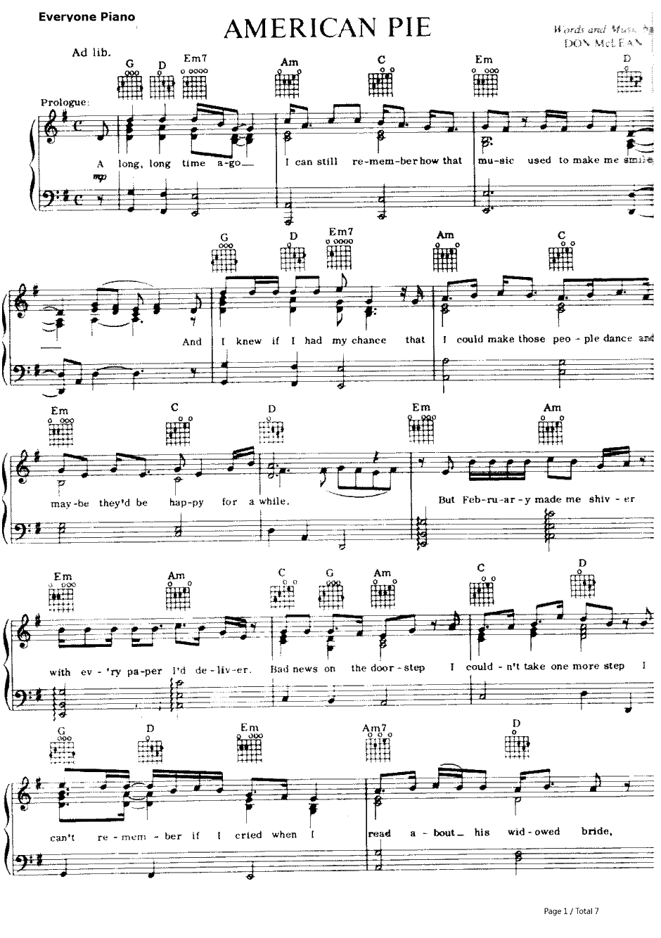 American Pie钢琴谱-DonMcLean1