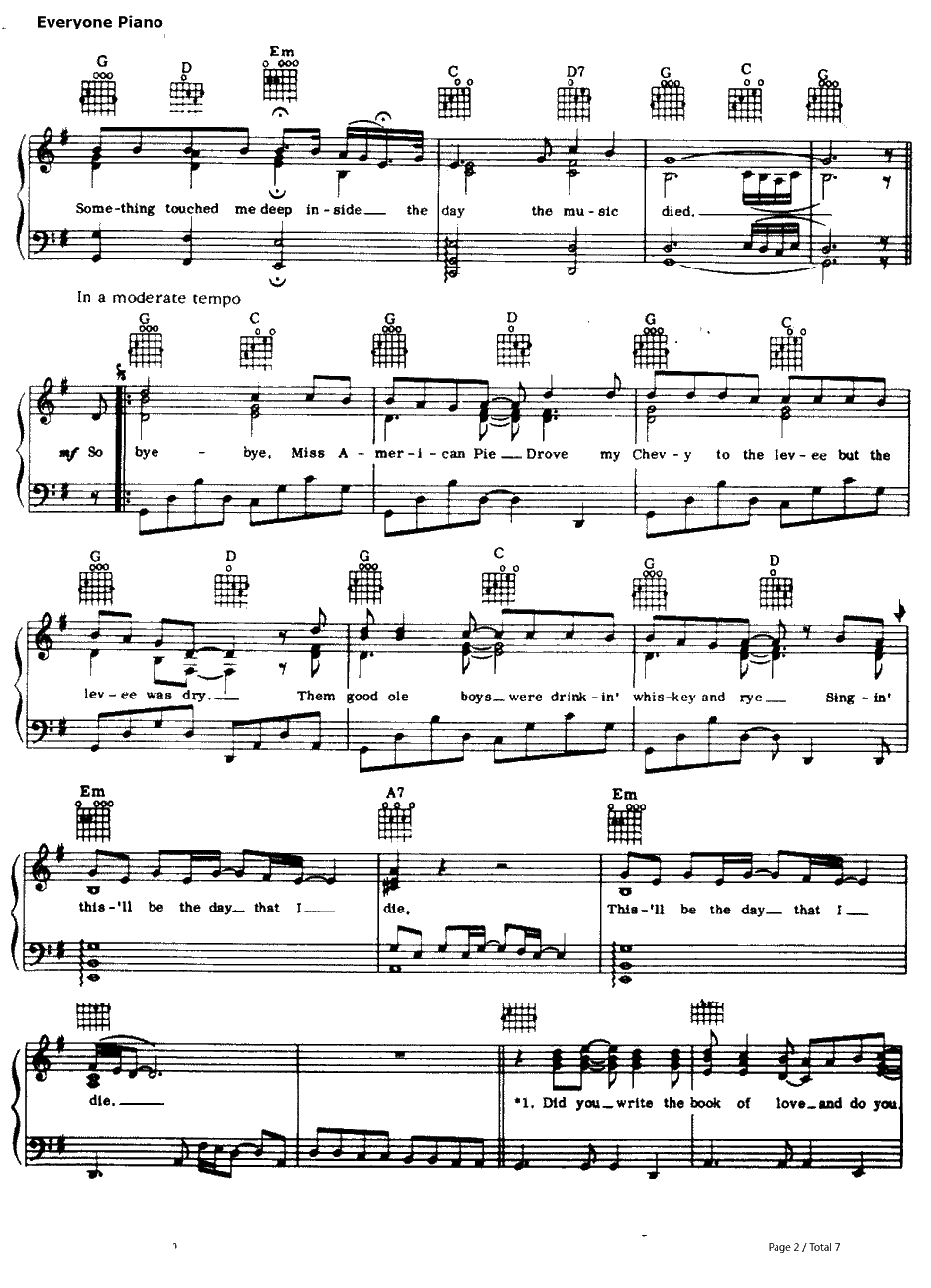 American Pie钢琴谱-DonMcLean2