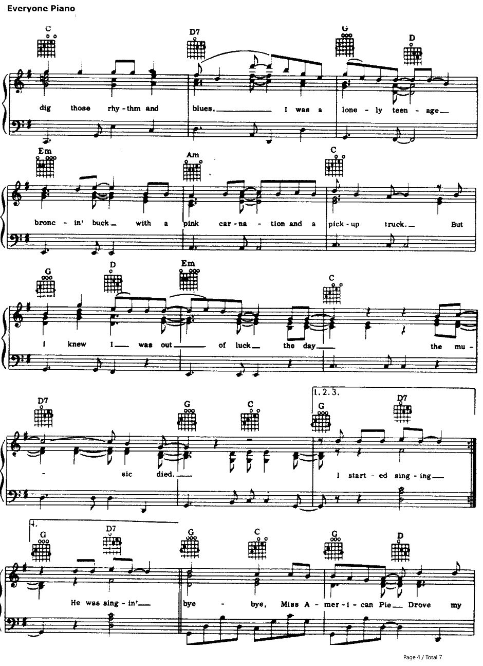 American Pie钢琴谱-DonMcLean4