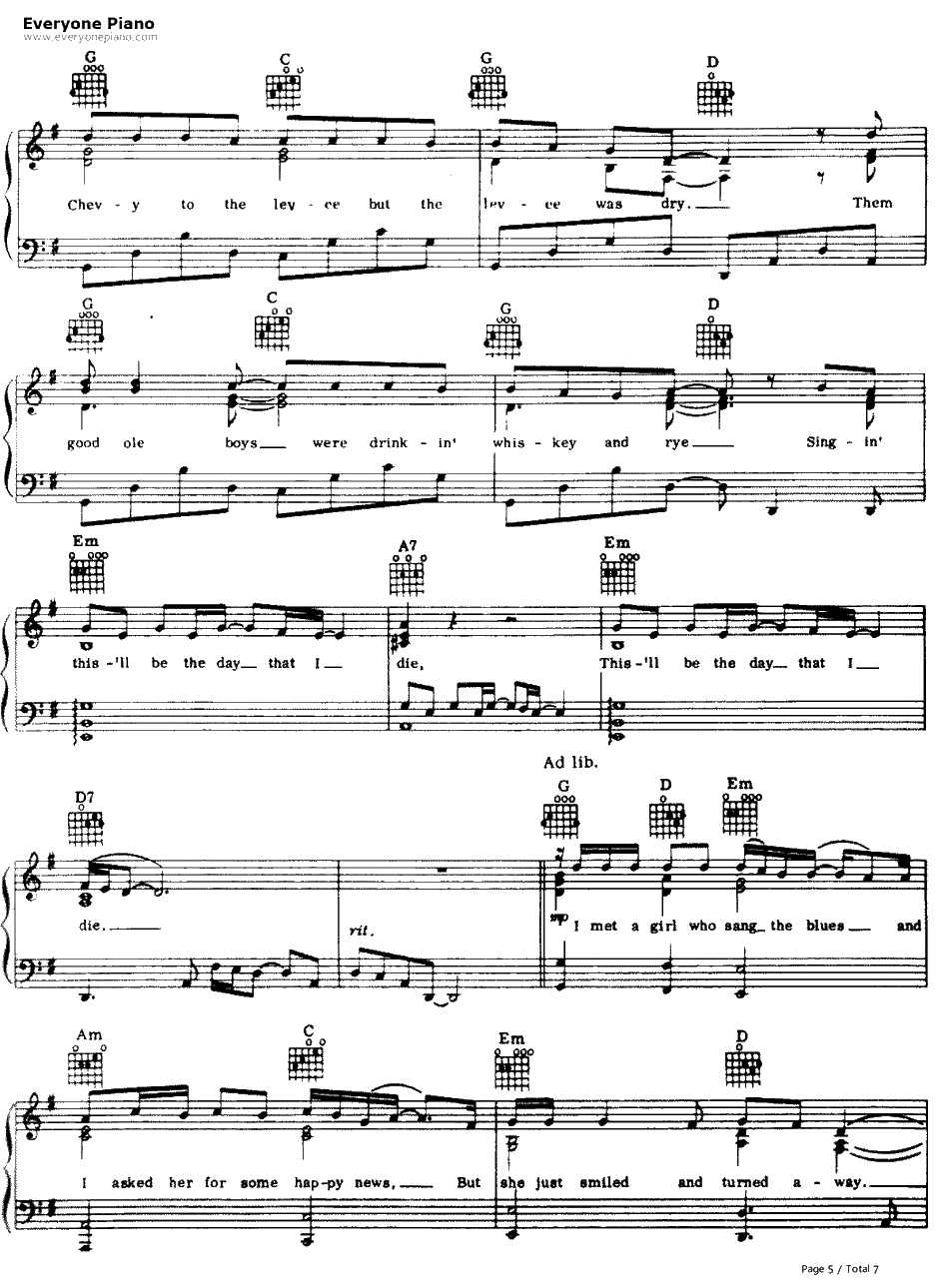 American Pie钢琴谱-DonMcLean5