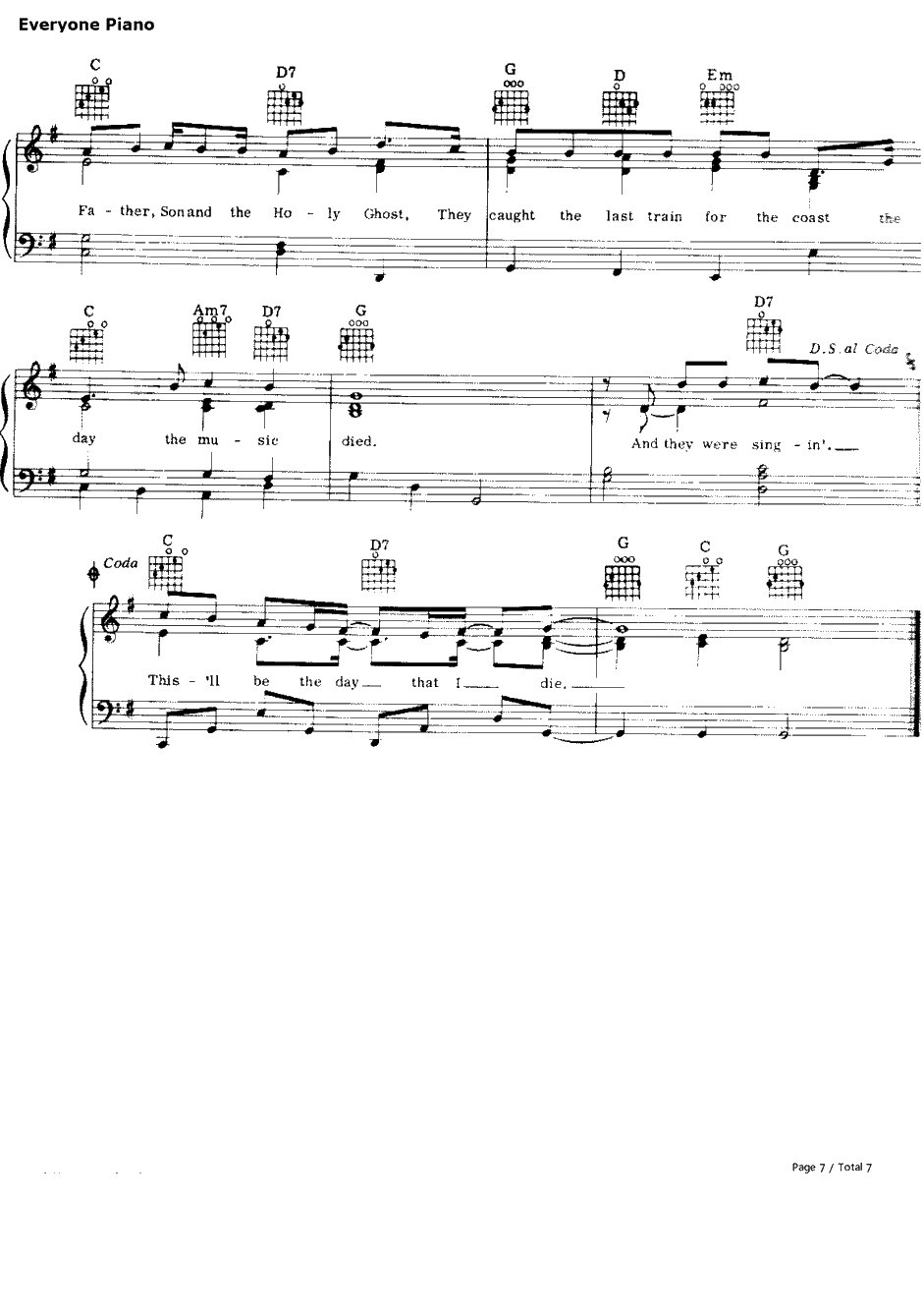 American Pie钢琴谱-DonMcLean7