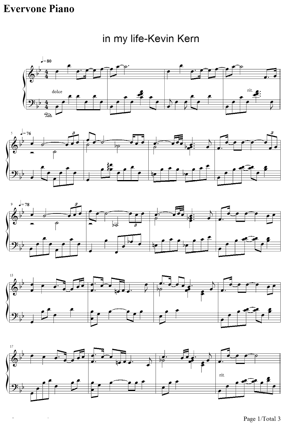 In My Life钢琴谱-KevinKern1