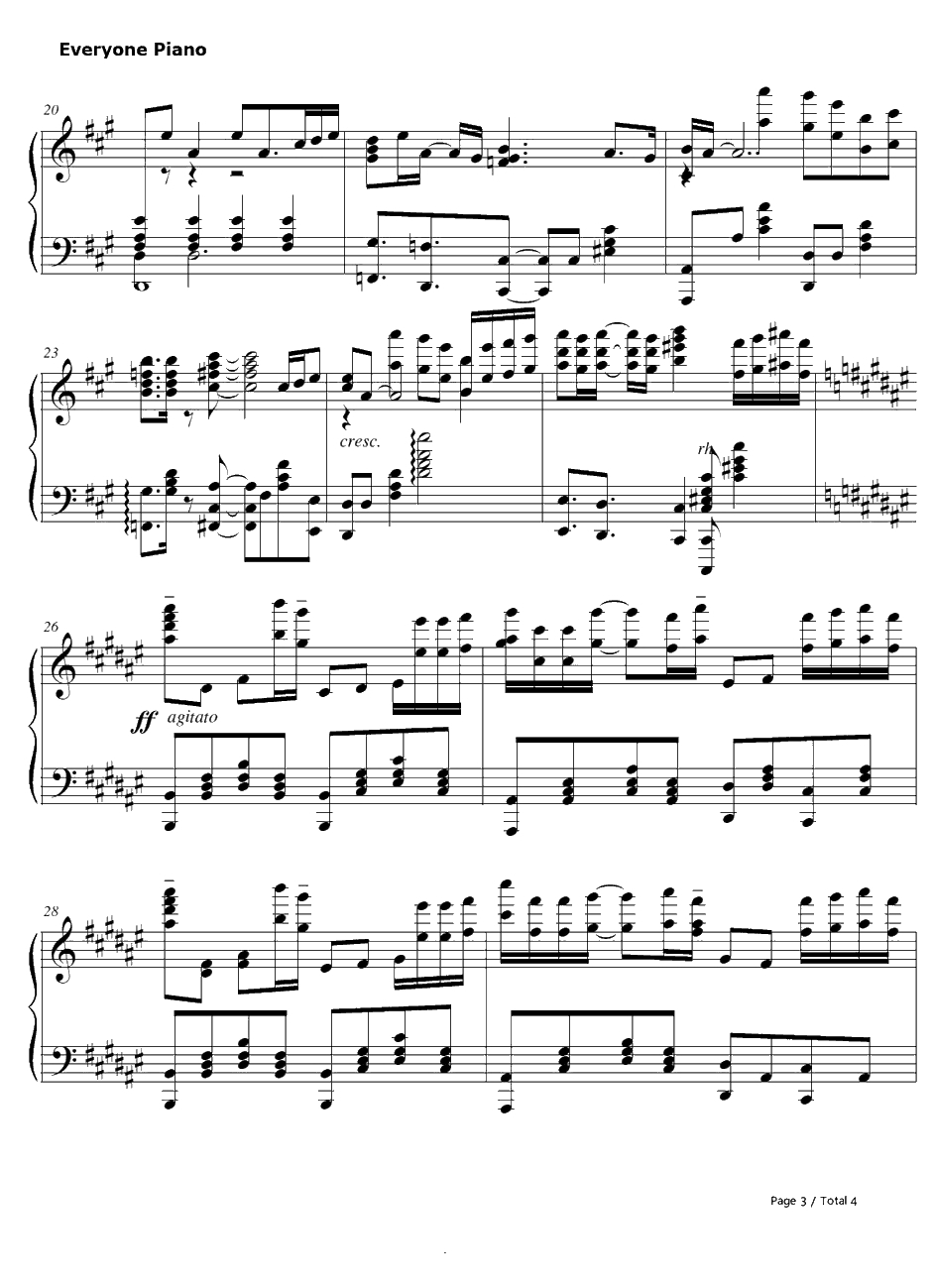 ココロノカラ钢琴谱-Team.ねこかん(猫)featuring.天乙准花-心灵链环ED13