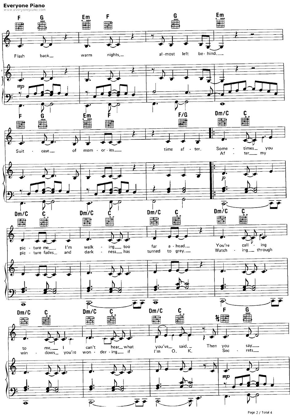 Time After Time钢琴谱-CyndiLauper2