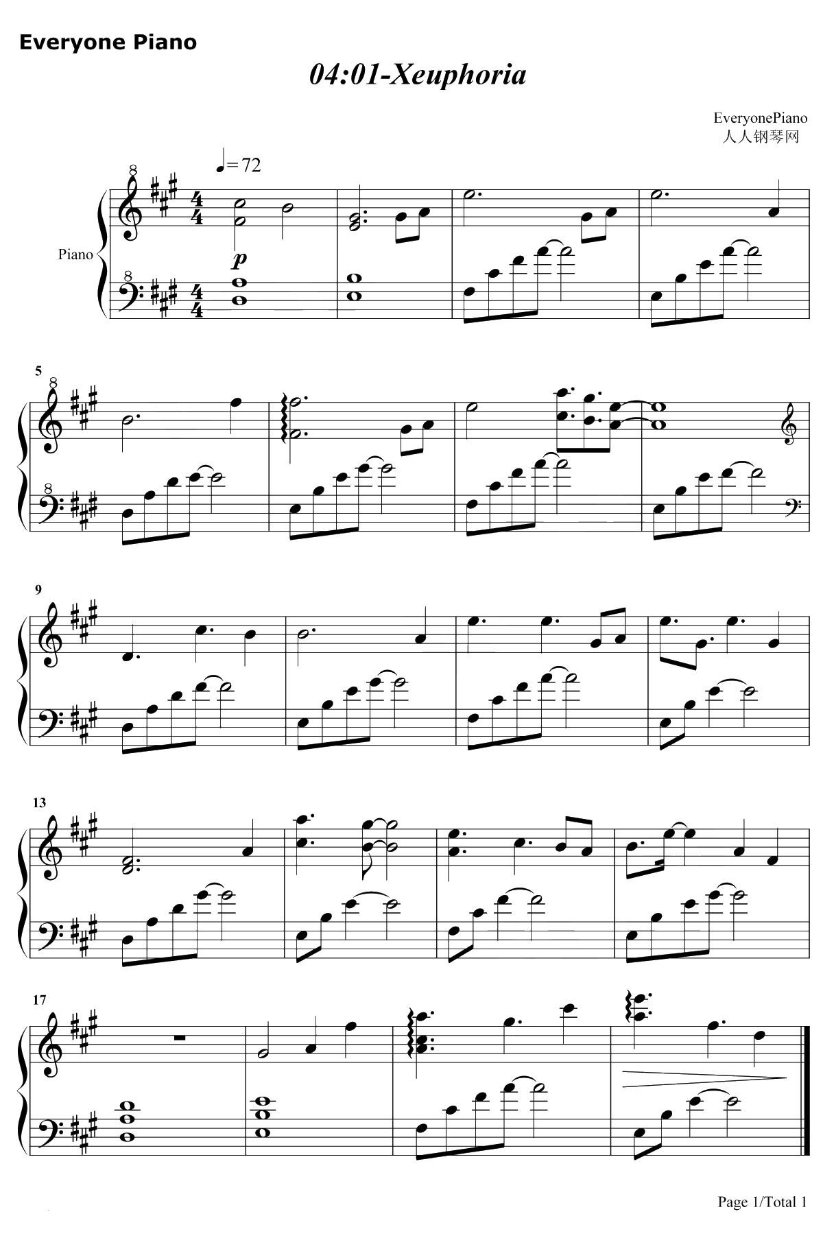 04:01钢琴谱-Xeuphoria1