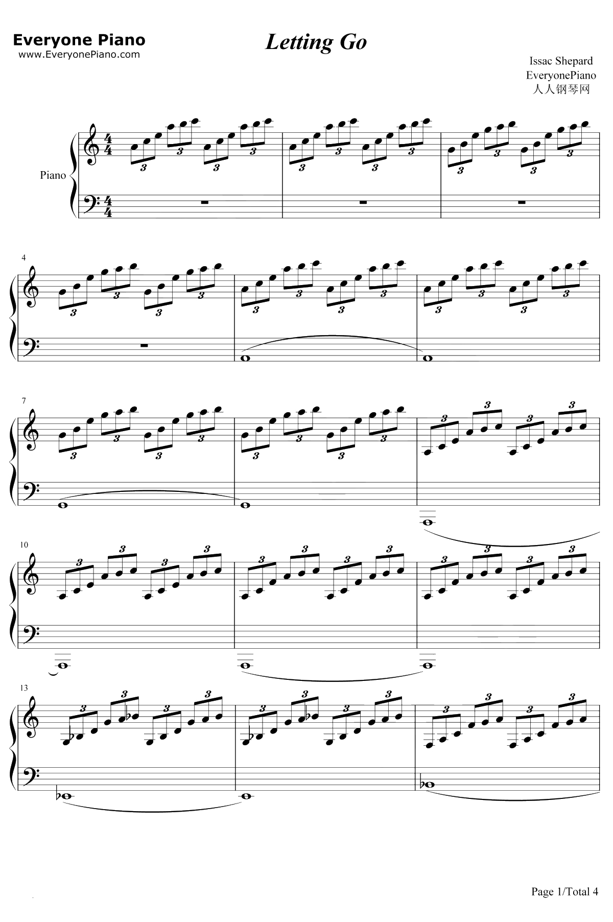 Letting Go钢琴谱-Isaac Shepard1