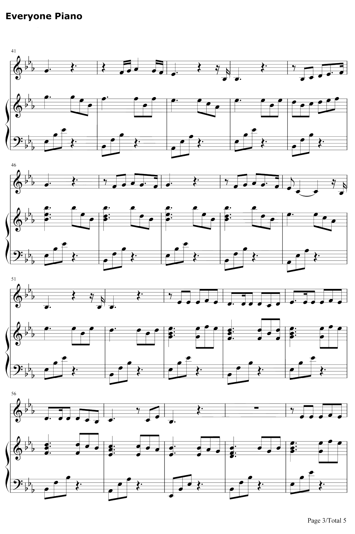 Je vole钢琴谱-Louane-贝利叶一家OST3