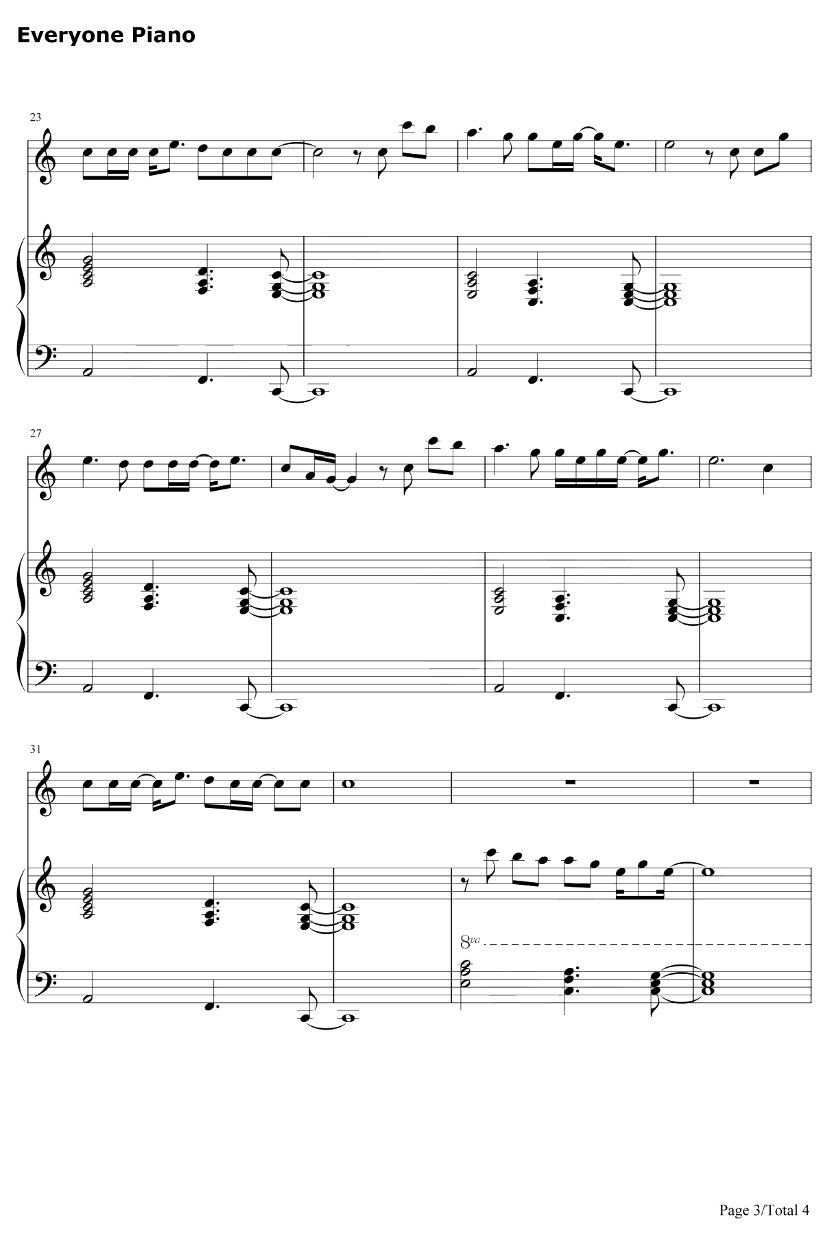 再也没有钢琴谱-Ryan.B3