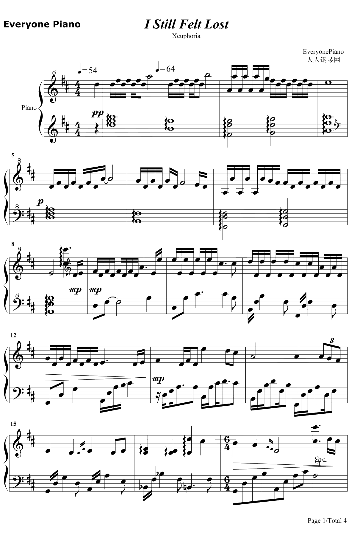 I Still Felt Lost钢琴谱-Xeuphoria1