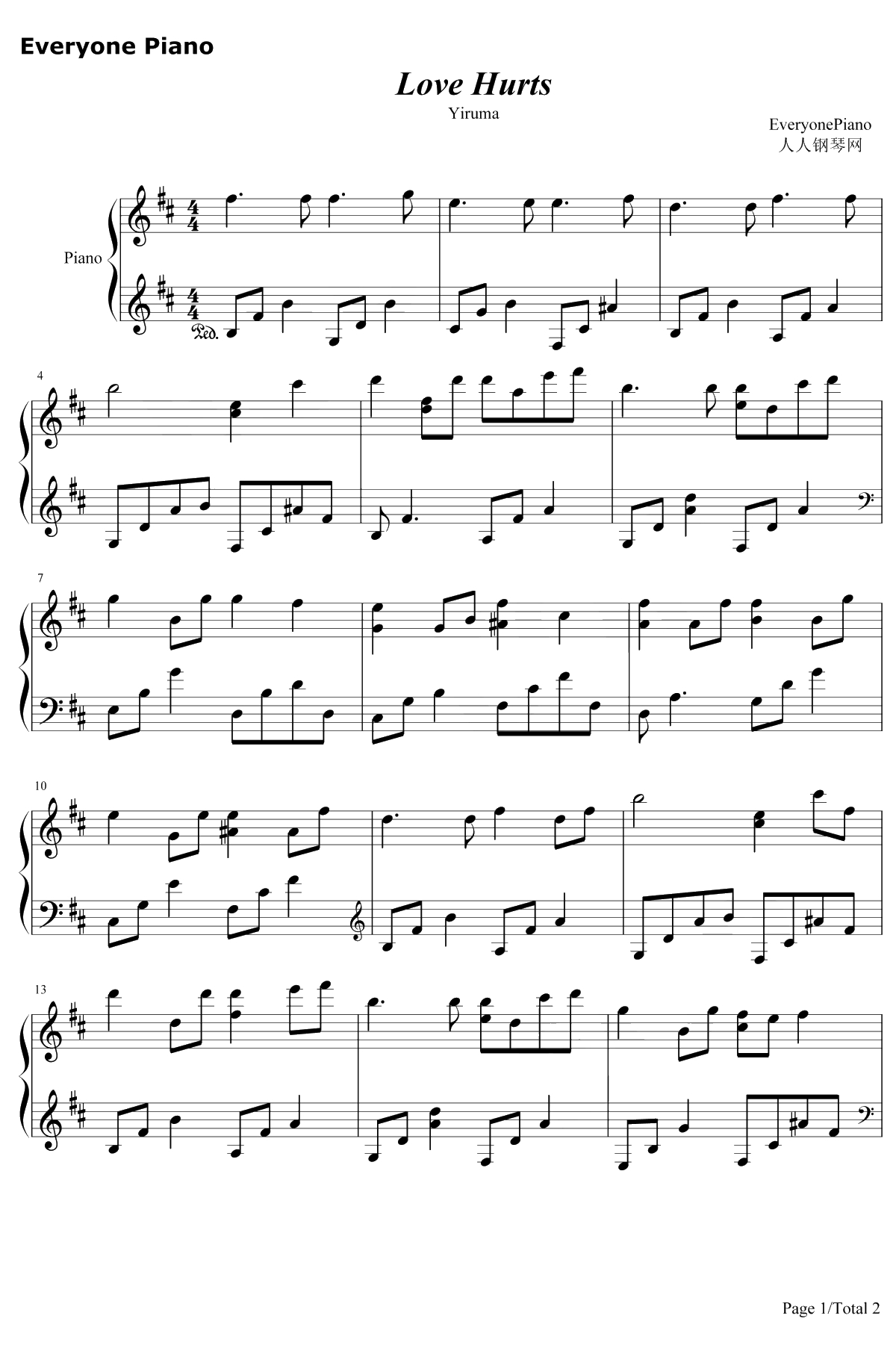 Love Hurts钢琴谱-李闰珉1