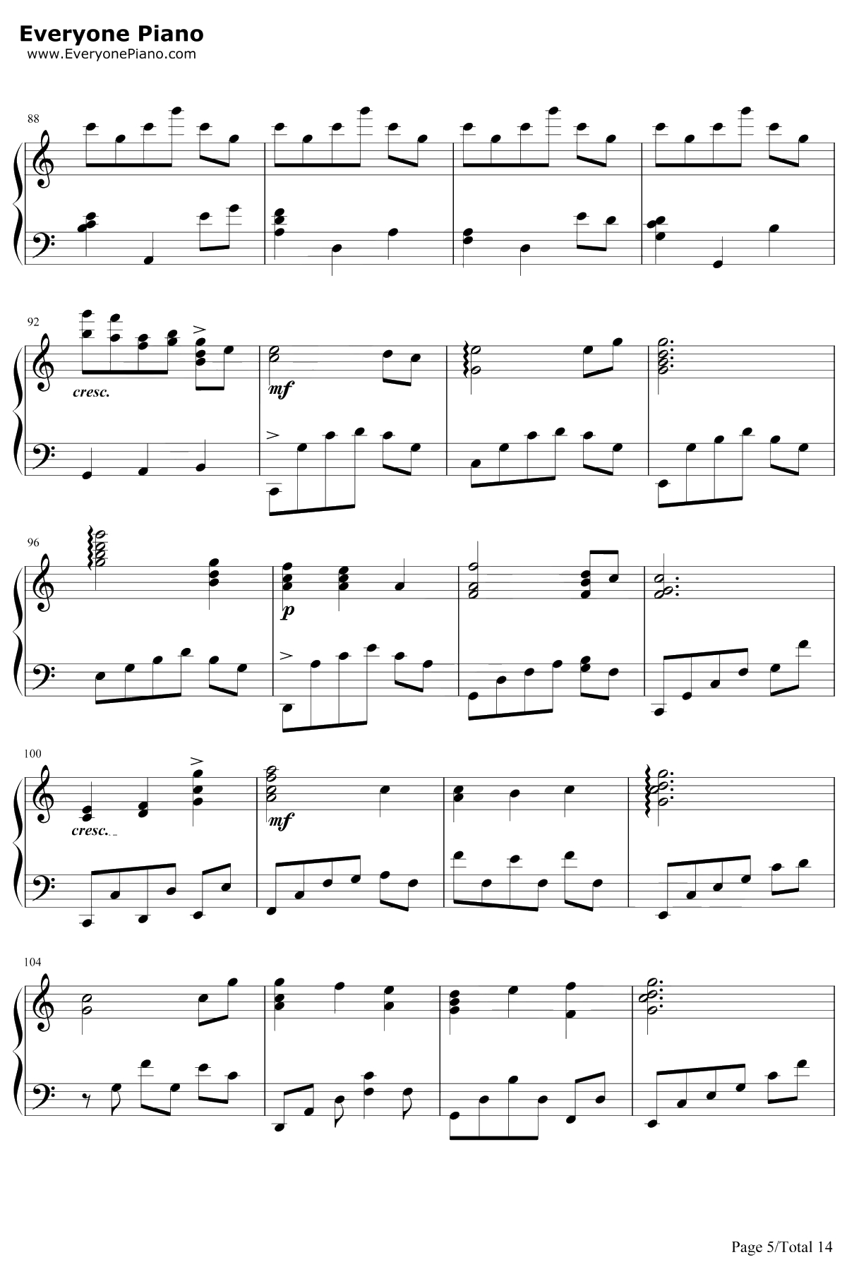 世界の約束钢琴谱-倍赏千惠子-哈尔的移动城堡主题曲5