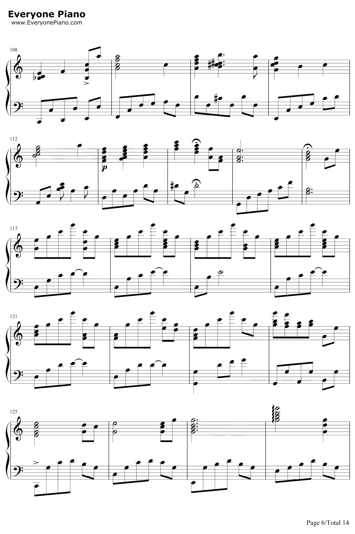 世界の約束钢琴谱-倍赏千惠子-哈尔的移动城堡主题曲6