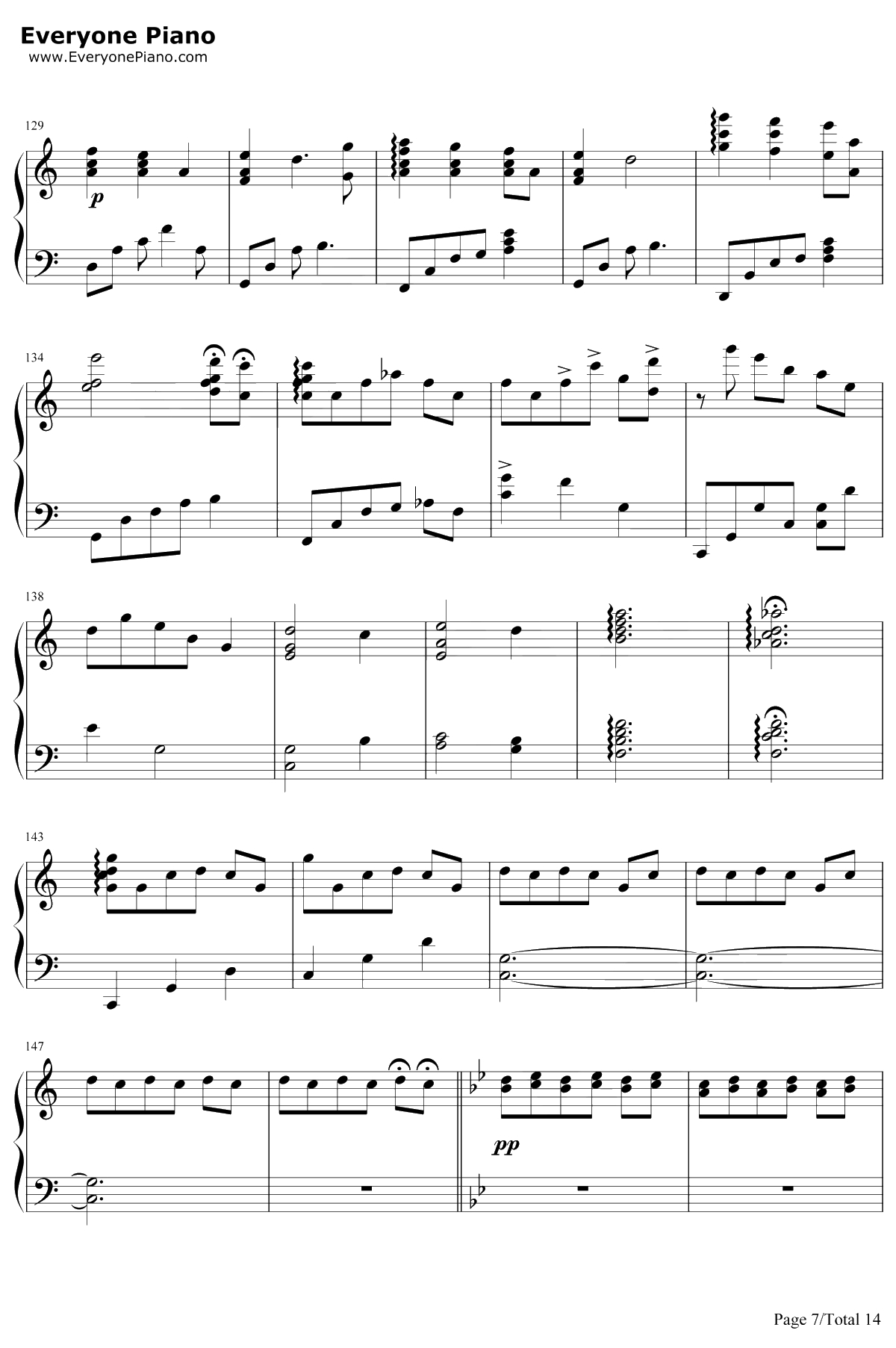 世界の約束钢琴谱-倍赏千惠子-哈尔的移动城堡主题曲7