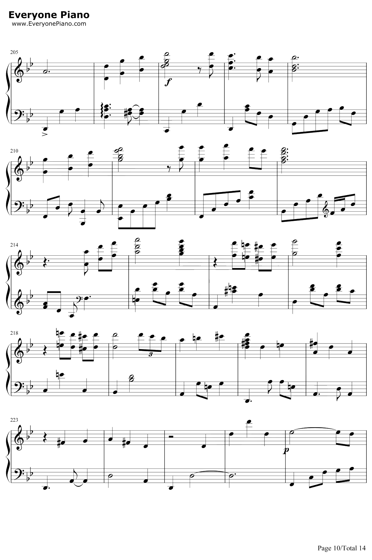 世界の約束钢琴谱-倍赏千惠子-哈尔的移动城堡主题曲10