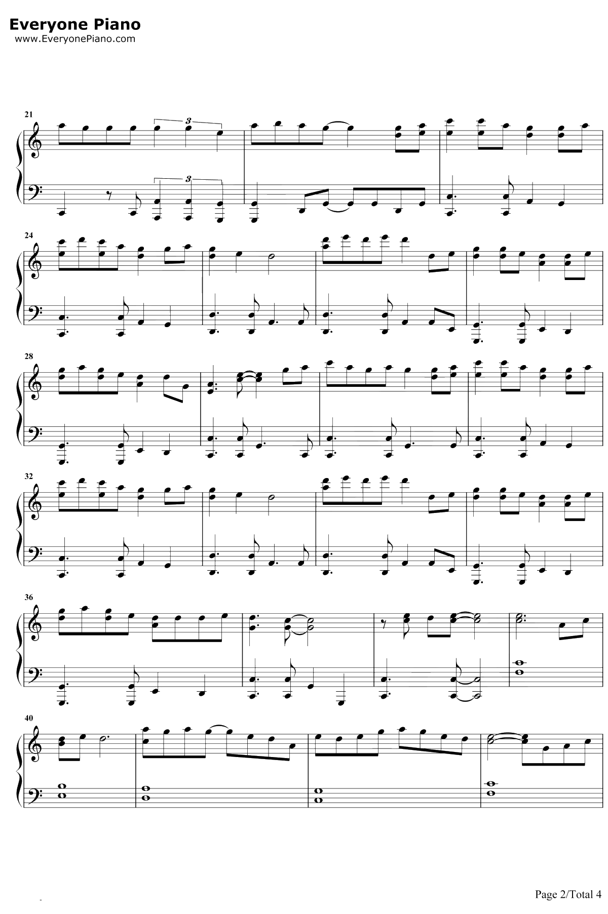 笑红尘钢琴谱-陈淑桦-东方不败风云再起国语版主题曲2