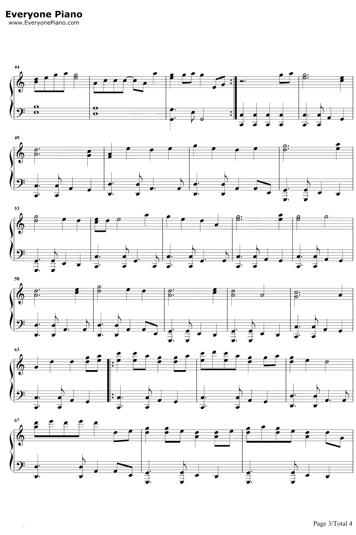 笑红尘钢琴谱-陈淑桦-东方不败风云再起国语版主题曲3