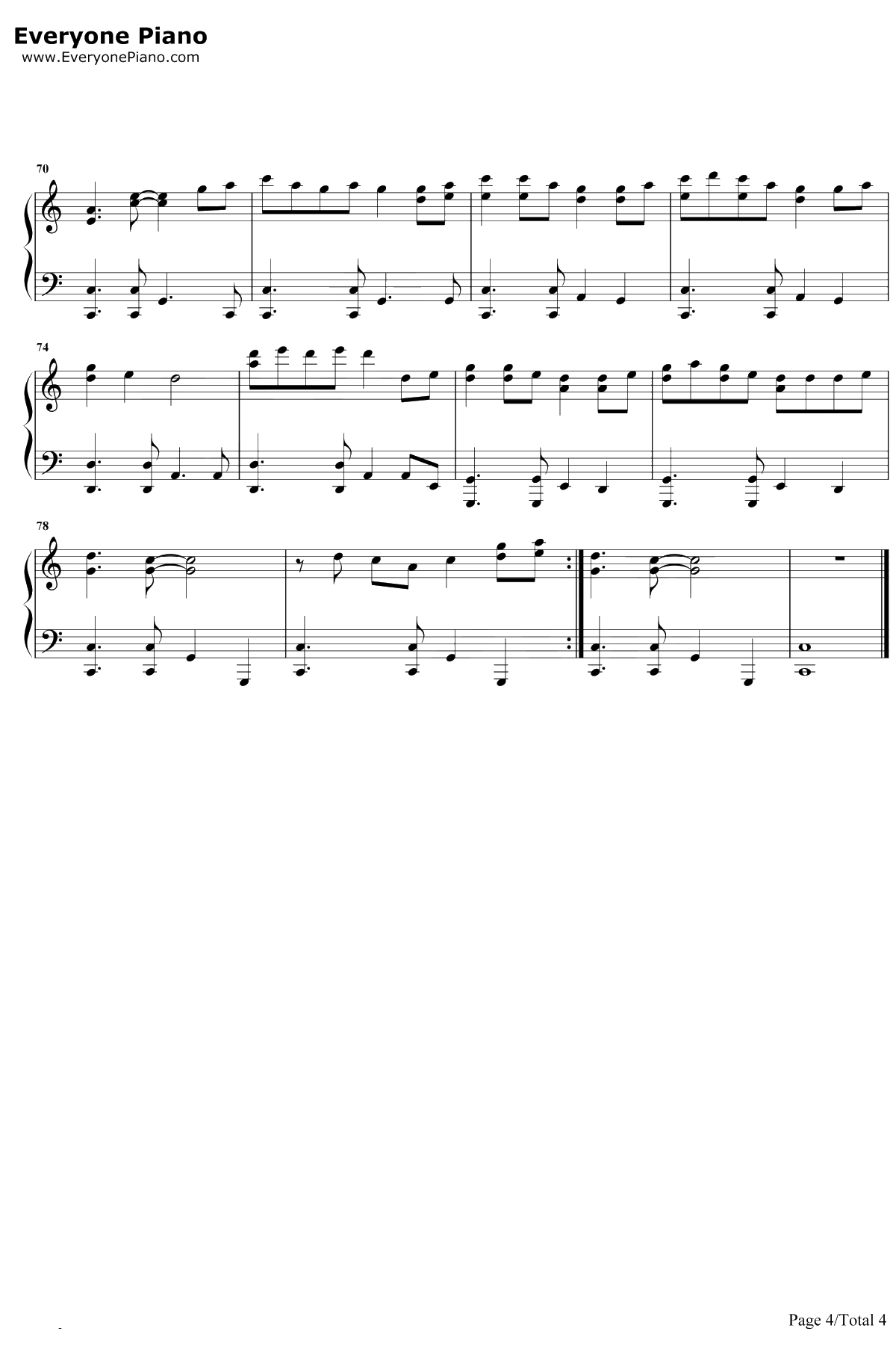 笑红尘钢琴谱-陈淑桦-东方不败风云再起国语版主题曲4