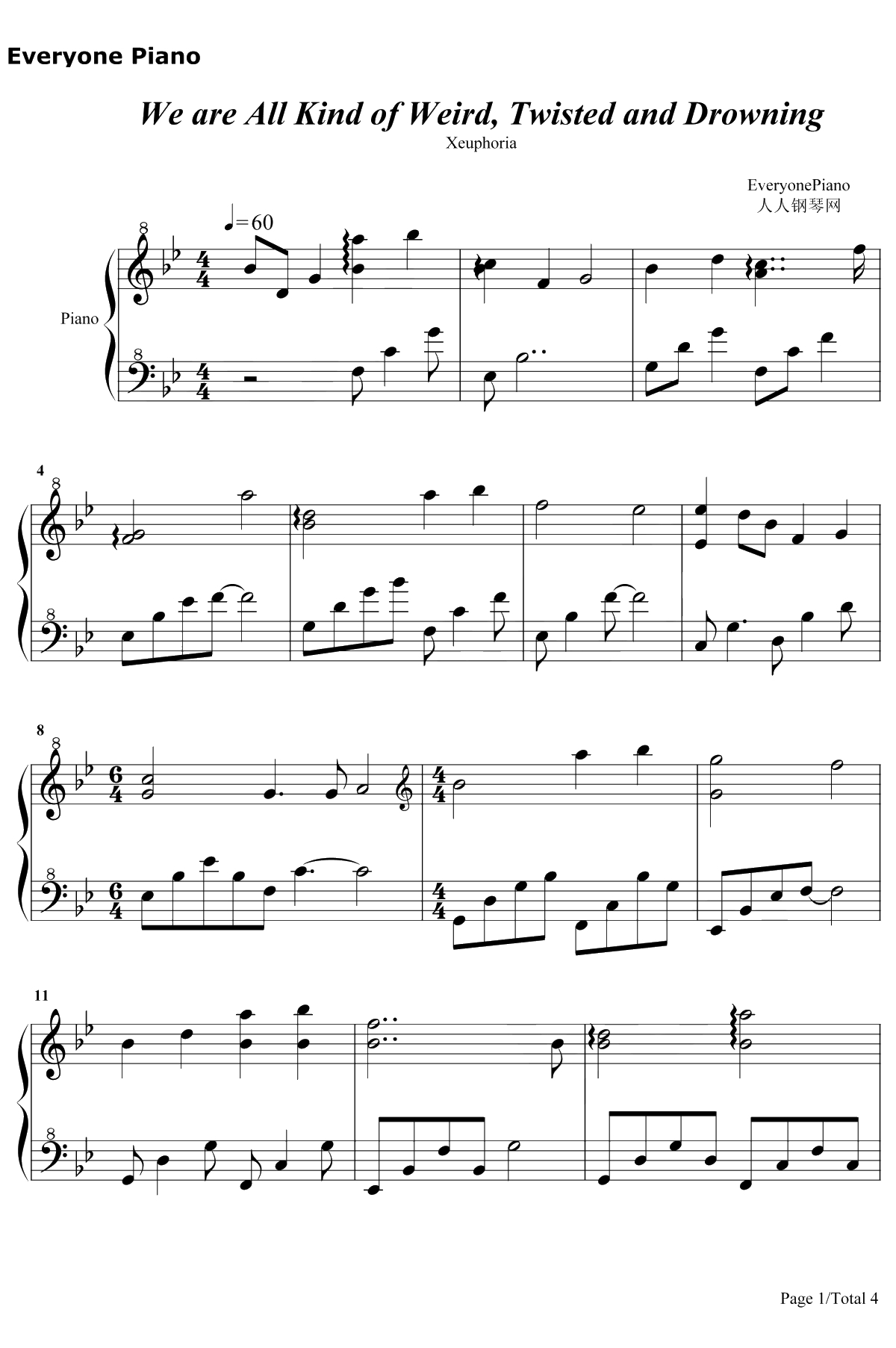 We Are All Kind of Weird Twisted and Drowning钢琴谱-Xeuphoria1