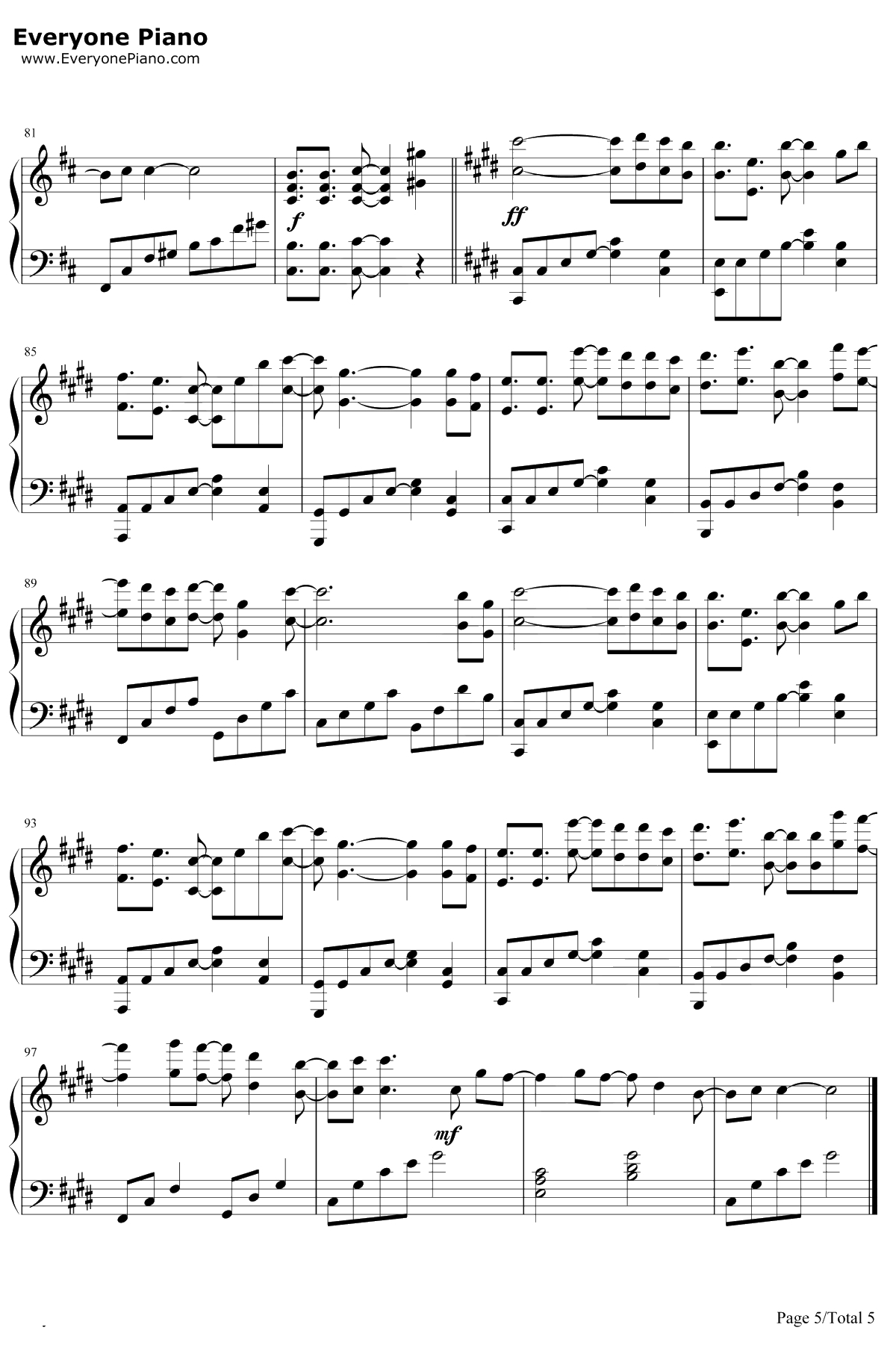 月若流金钢琴谱-阿杰729-杀破狼主题曲5