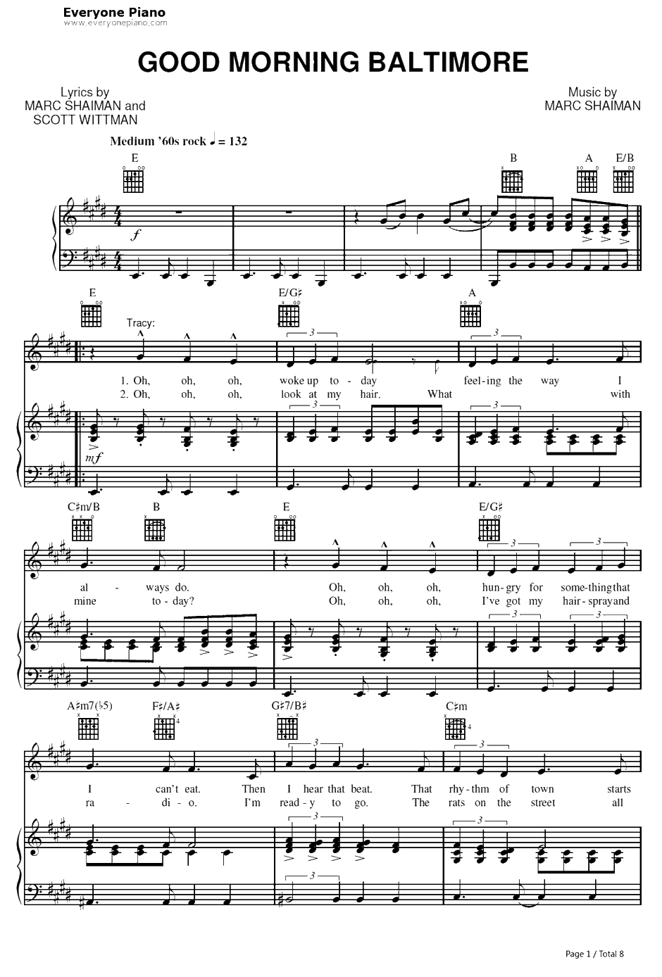 Good Morning Baltimore钢琴谱-TracyTurnblad-发胶Hairspray1
