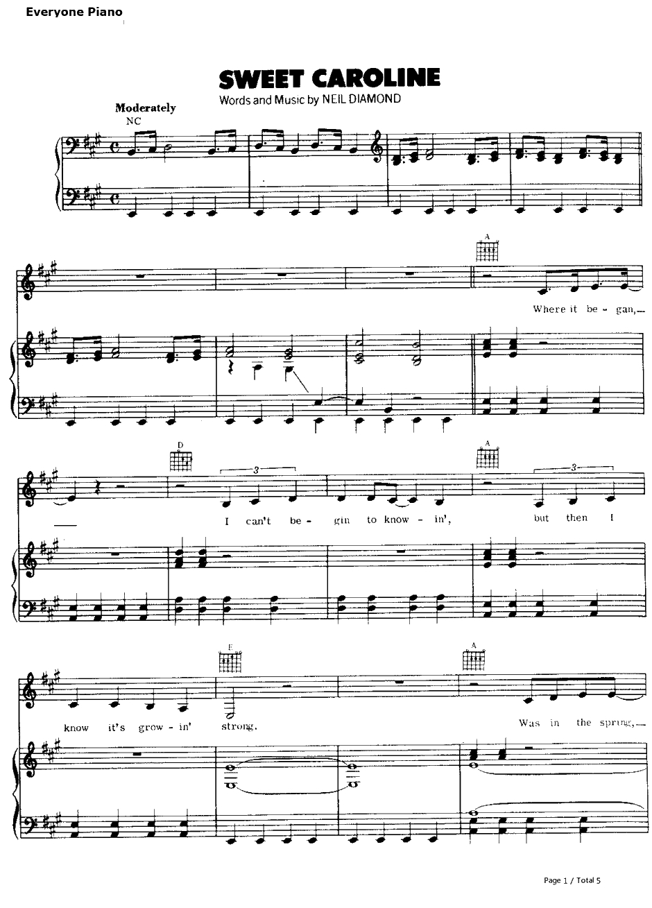 Sweet Caroline钢琴谱-NeilDiamond1