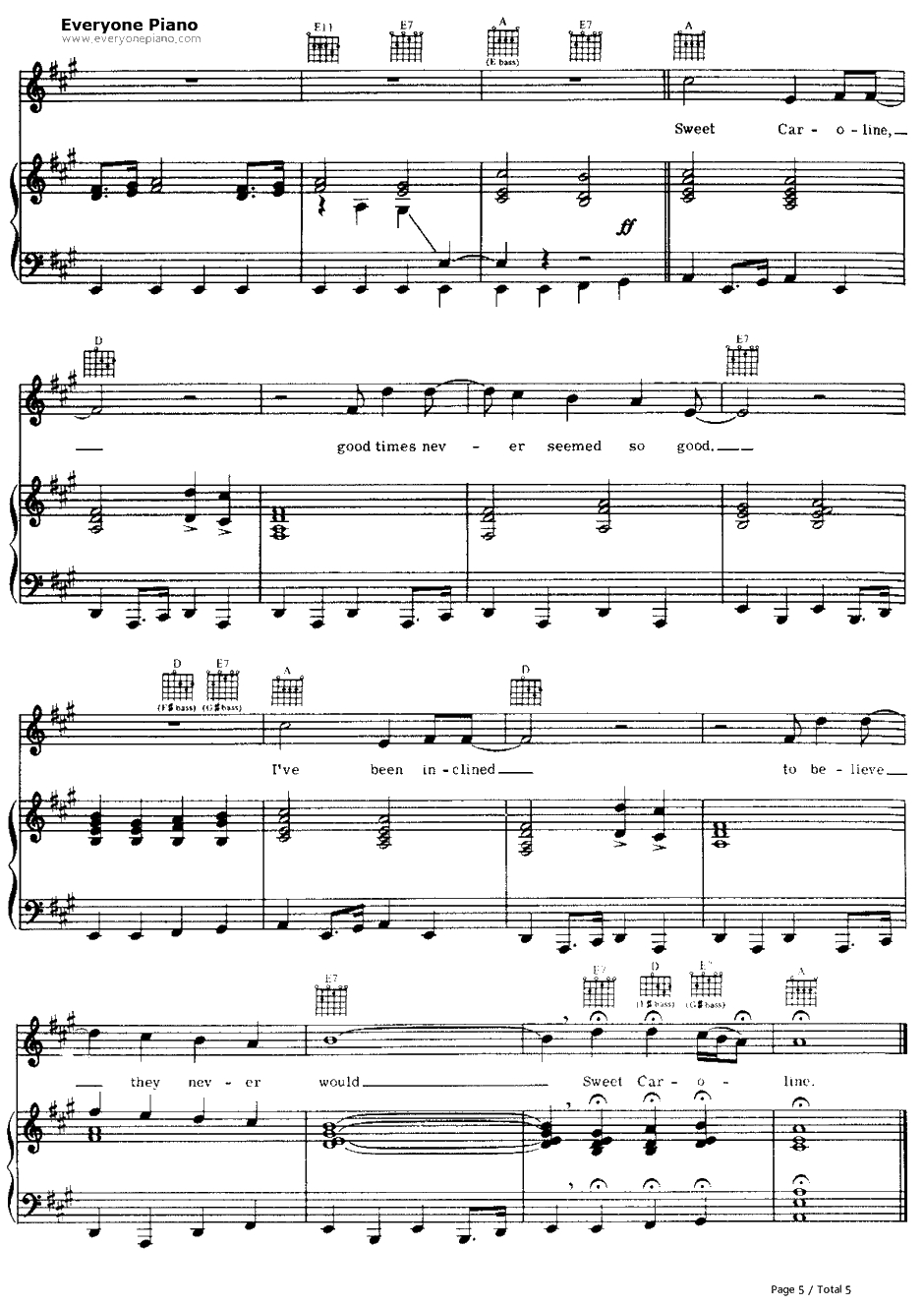 Sweet Caroline钢琴谱-NeilDiamond5