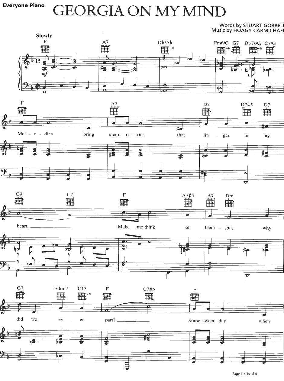 Georgia On My Mind钢琴谱-RayCharles1