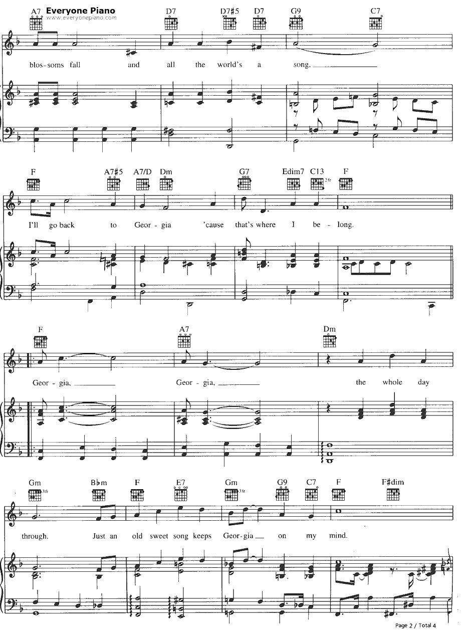 Georgia On My Mind钢琴谱-RayCharles2