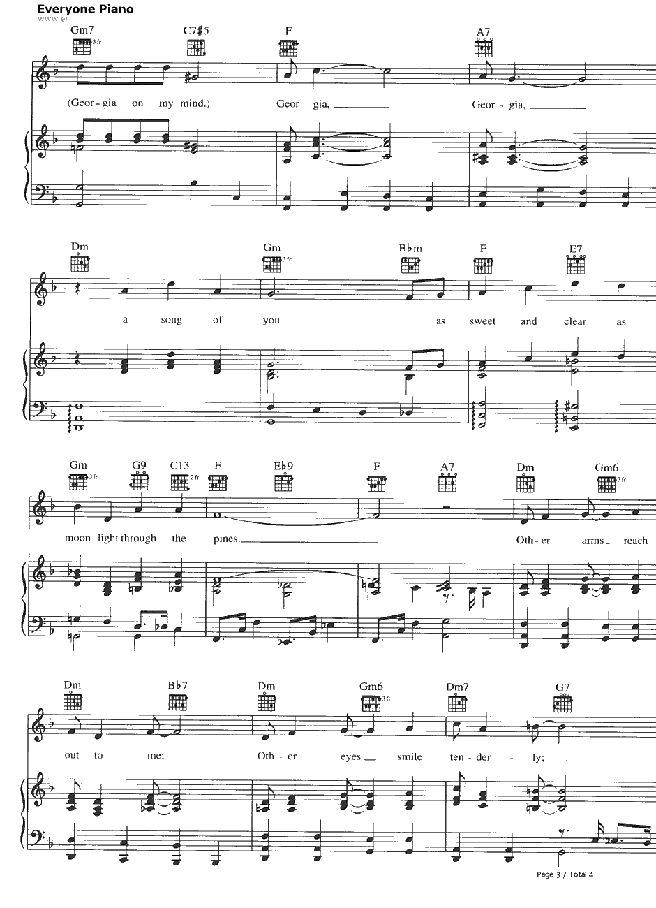 Georgia On My Mind钢琴谱-RayCharles3